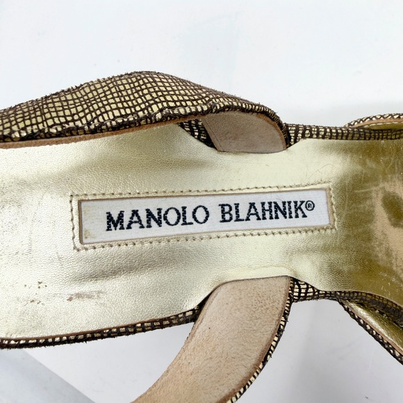 Vintage Manolo Blahnik Gold Textured Slingback Heels with Buckle Detail – EU 39 - Picture 5 of 7